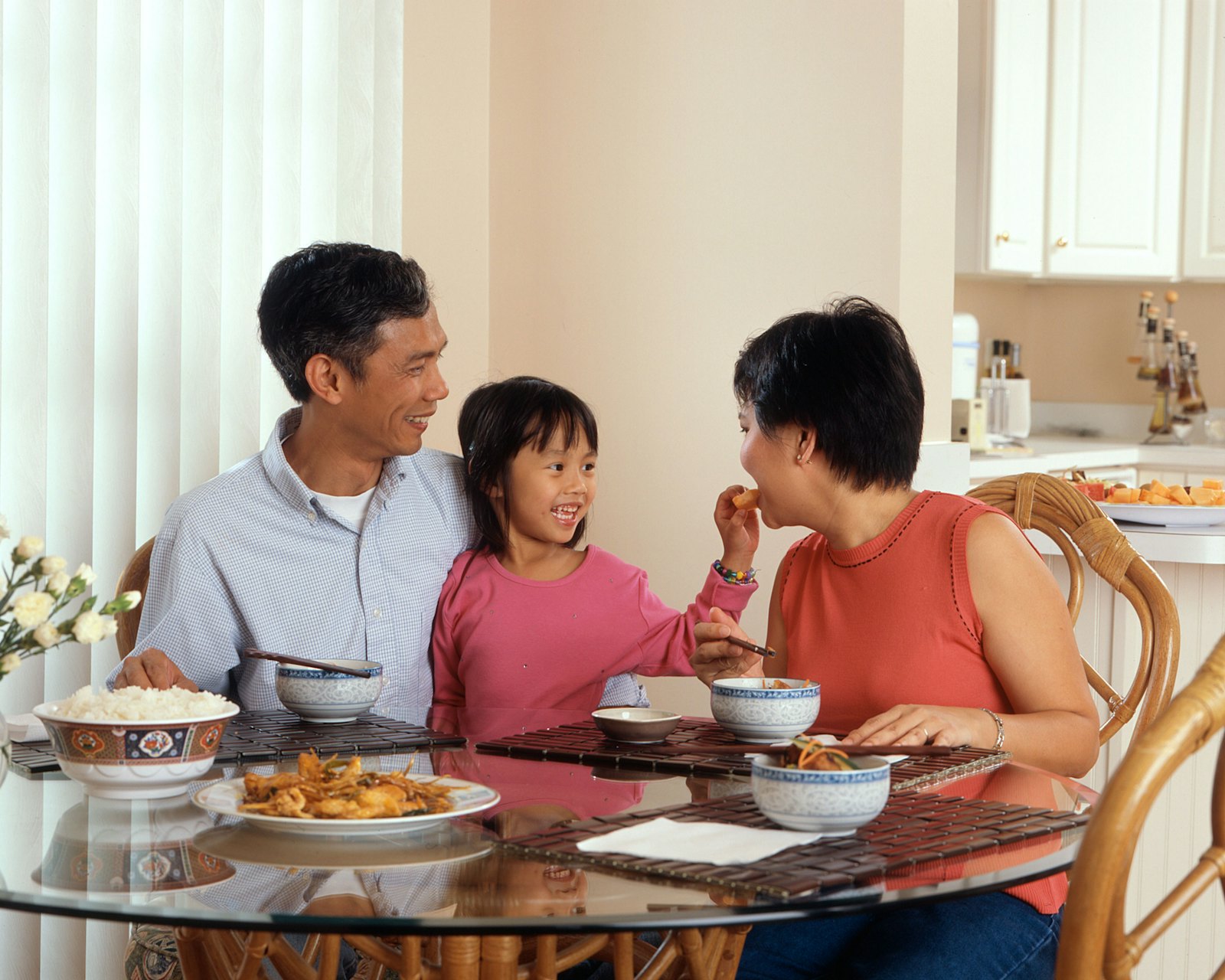 A family sharing a meal together
